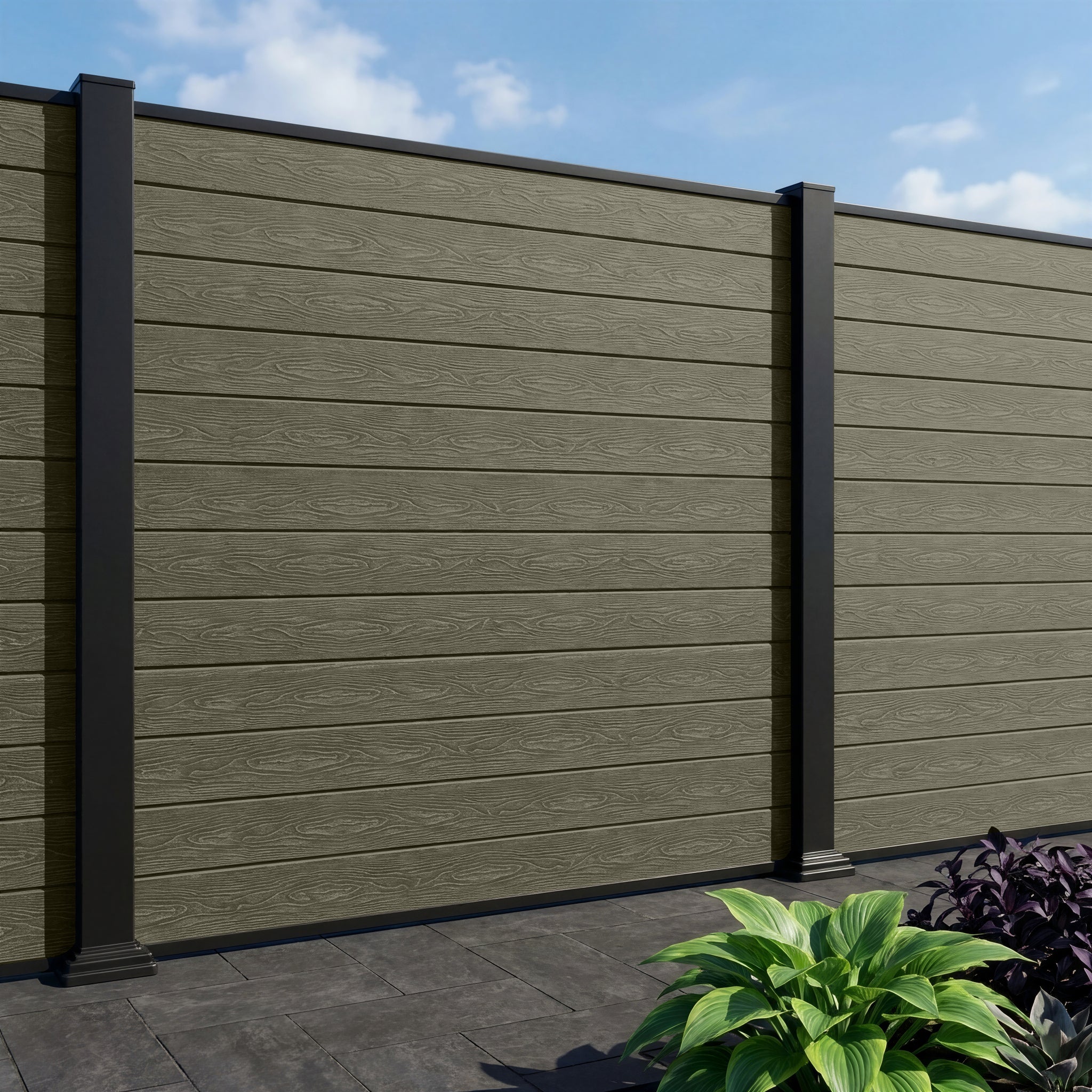 Complete Woodgrain Composite Fence Panel - 6ft High