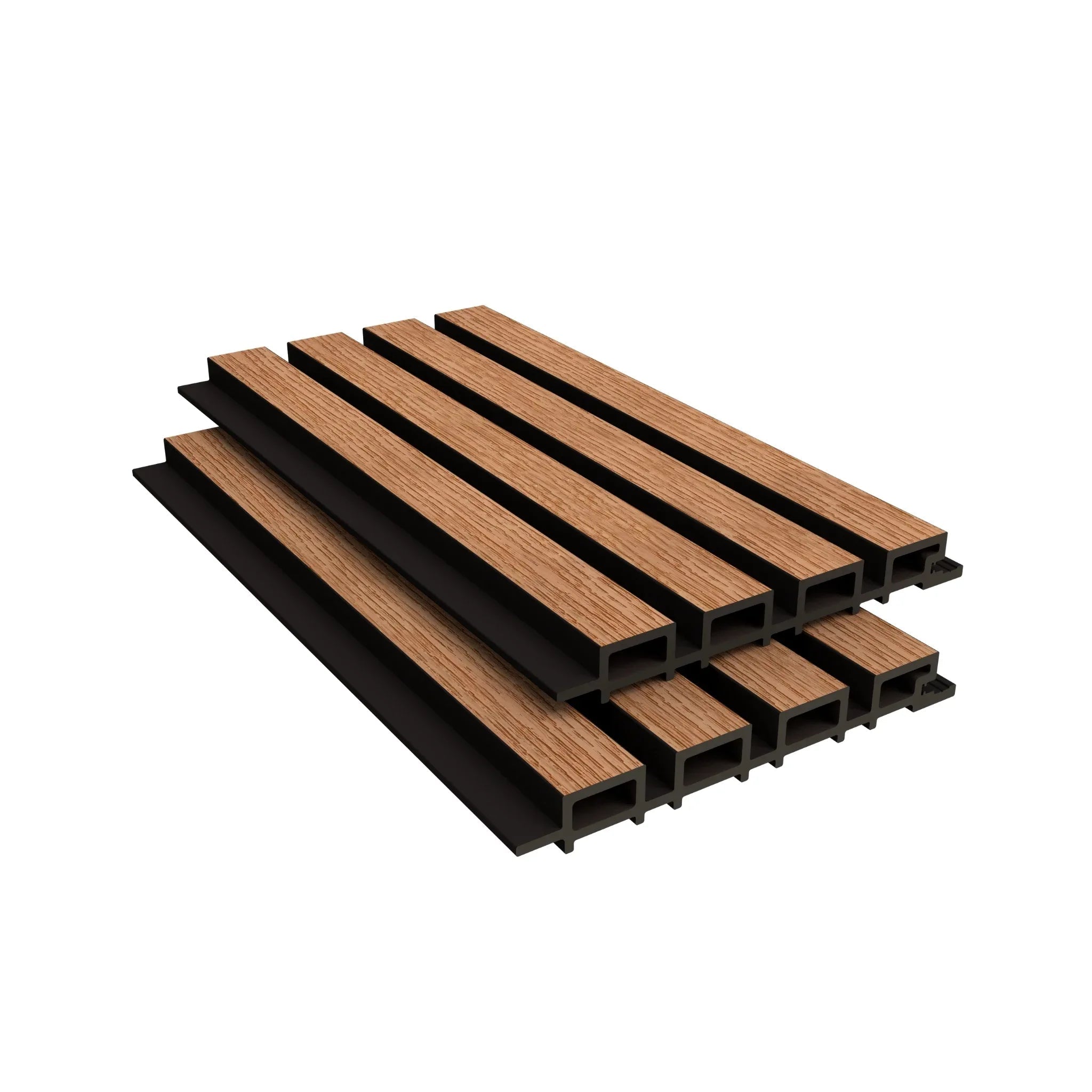 Composite Slatted Cladding Golden Oak/Black - Woodgrain Finish