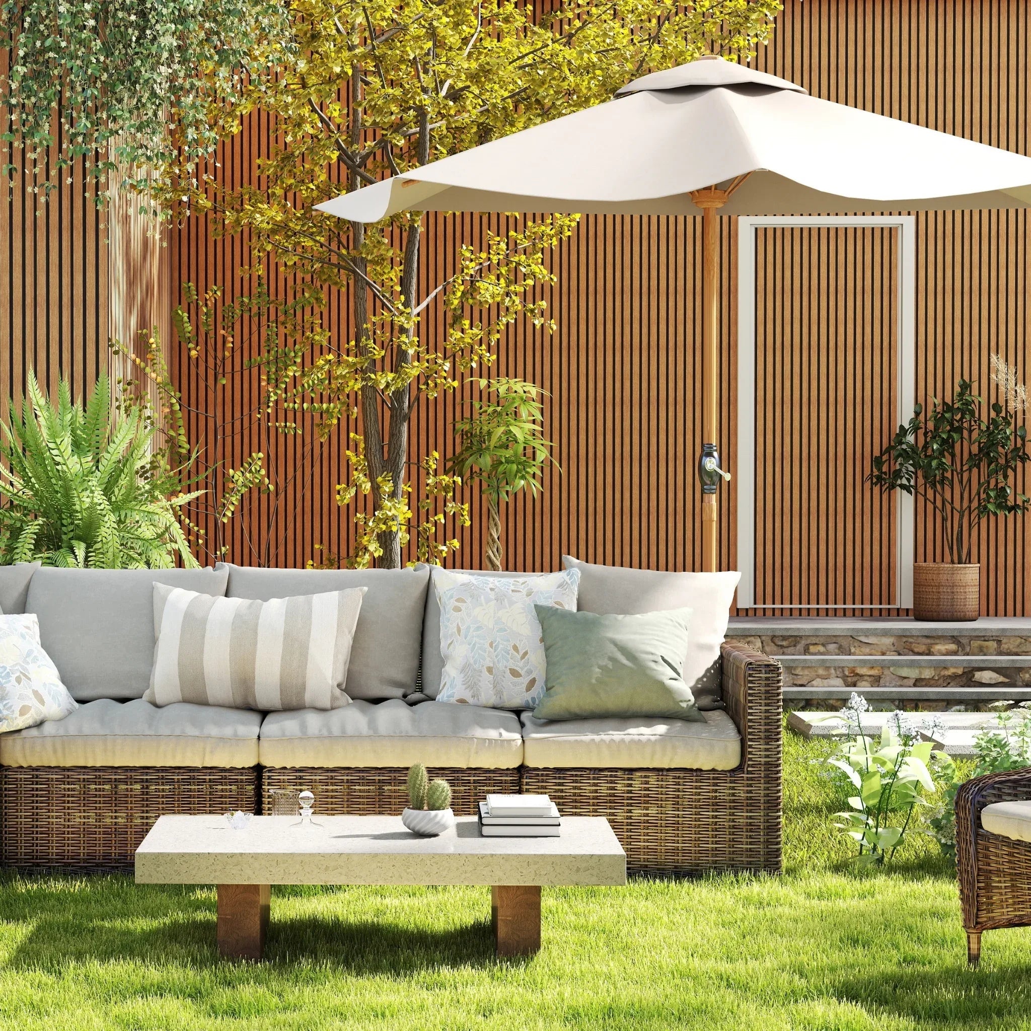 Composite Slatted Cladding Golden Oak/Black - Woodgrain Finish