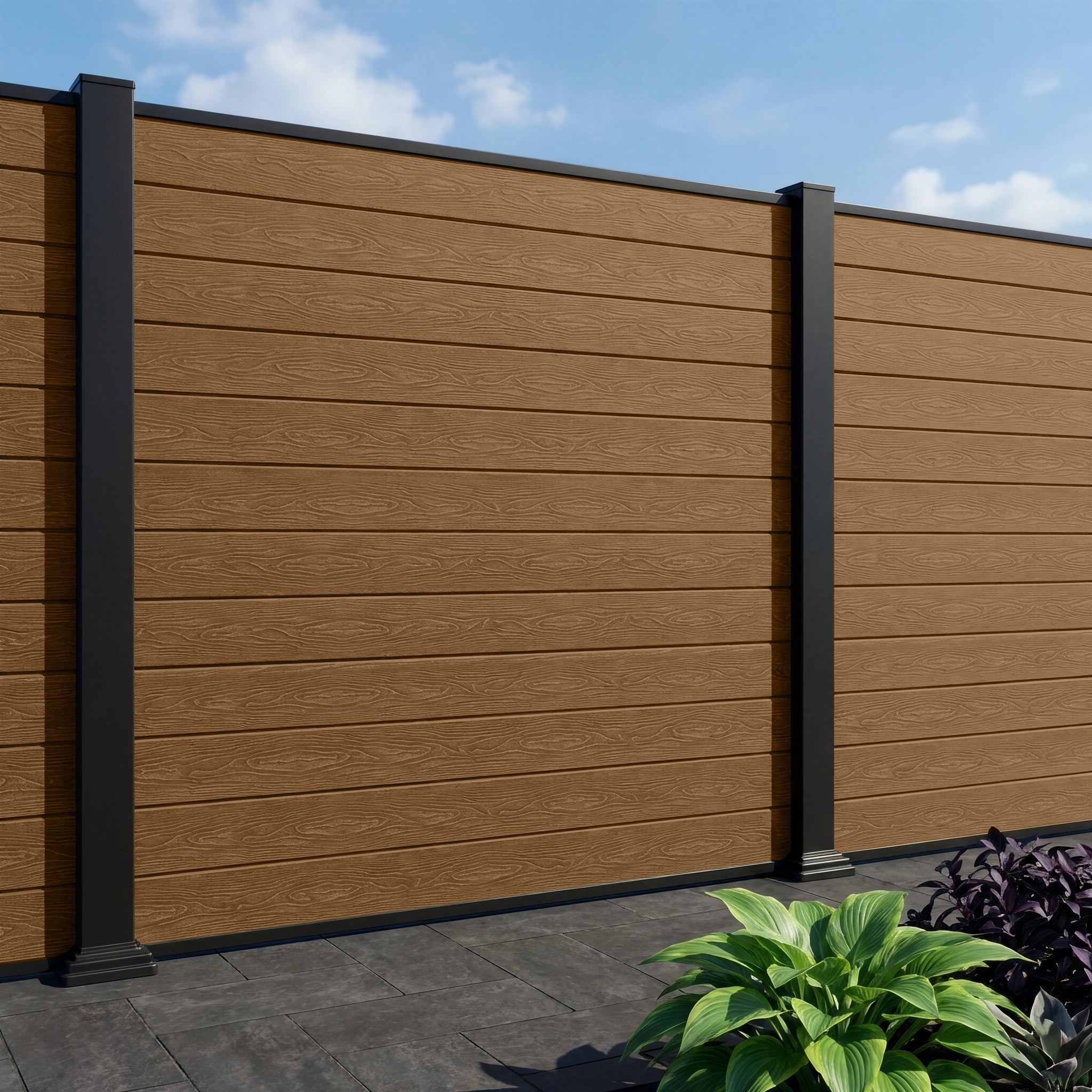 Complete Woodgrain Composite Fence Panel - 6ft High